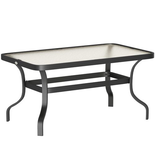 Table Basse En Verre Trempé 95x55 Cm Avec Bords Arrondis Pour Jardin Et Salon，noir