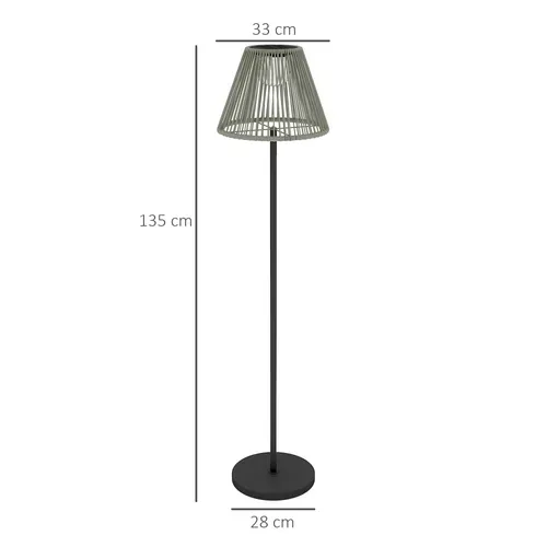 Lampe Solaire En Rattan Avec Capteur De Lumière 25 LEDs étanche Ip44 Pour Jardin Balcon D.33x135 Cm