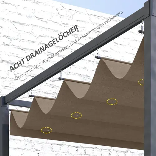 Couverture Rétractable En Toile Pour Pergola 2,85 X 2 M, Imperméable, Uv 30+, Hiver