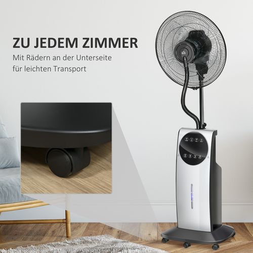 Ventilateur Sur Pied 90w Avec Brumisateur, 3 Modes, Réservoir 31l, Télécommande, Noir