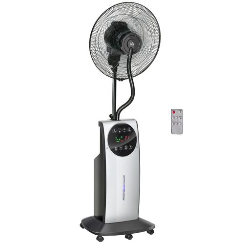 Ventilateur Sur Pied 90w Avec Brumisateur, 3 Modes, Réservoir 31l, Télécommande, Noir