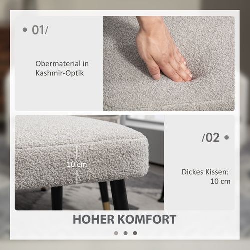 Pouf Piédestal Carré En Effet Cachemire Avec Pieds En Acier, Pour Salon Et Chambre, Gris Clair