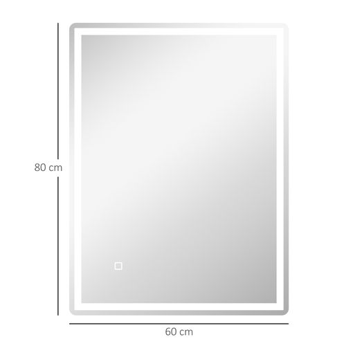 Miroir De Salle De Bain Dimmable 80 X 60 Cm, Fonction Mémoire, Surface Anti-buée
