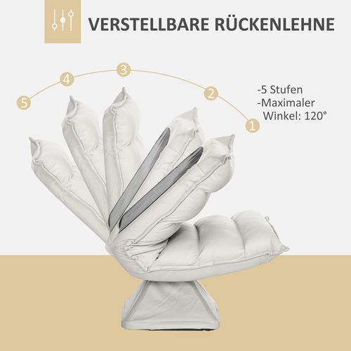 Fauteuil De Méditation En Tissu Avec Dossier Réglable Et Rotatif, Gris Clair