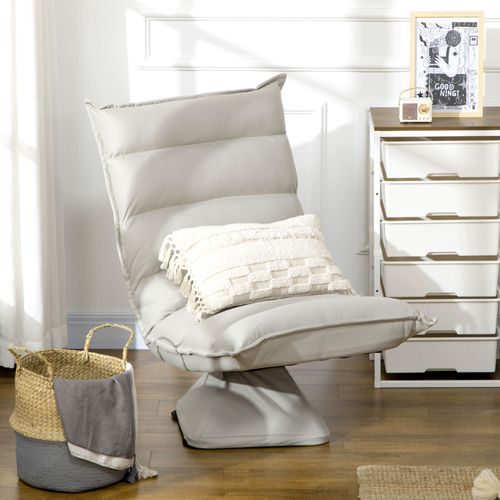 Fauteuil De Méditation En Tissu Avec Dossier Réglable Et Rotatif, Gris Clair