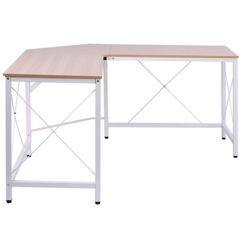 Bureau D'angle Mdf 150x150x76cm Pour Bureau à Domicile, Couleur Naturelle
