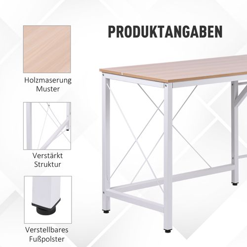 Bureau D'angle Mdf 150x150x76cm Pour Bureau à Domicile, Couleur Naturelle