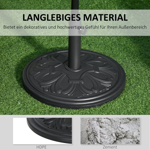 Support Parasol D.48x34 Cm En Plastique Et Ciment, Pour D.35/38/48 Mm, Antique Noir