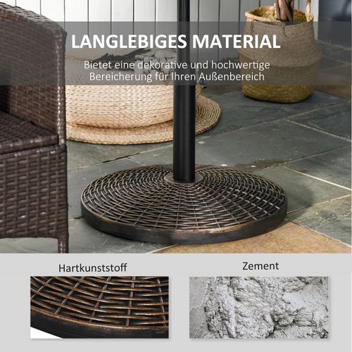 Support Parasol 25 Kg En Hdpe Effet Rotin D.53x40 Cm, Pour D.35/38/48 Mm, Bronze Antique