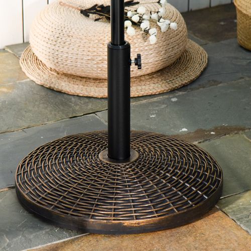 Support Parasol 25 Kg En Hdpe Effet Rotin D.53x40 Cm, Pour D.35/38/48 Mm, Bronze Antique