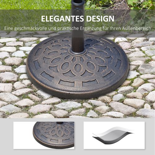 Pied Parasol Rond 14 Kg En Résine D.48,5x34 Cm, Pour D.38/48 Mm, Résistant, Bronze