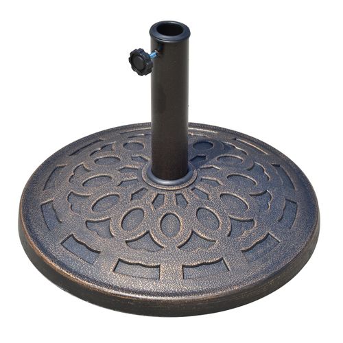 Pied Parasol Rond 14 Kg En Résine D.48,5x34 Cm, Pour D.38/48 Mm, Résistant, Bronze