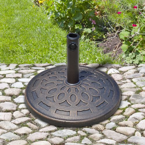 Pied Parasol Rond 14 Kg En Résine D.48,5x34 Cm, Pour D.38/48 Mm, Résistant, Bronze