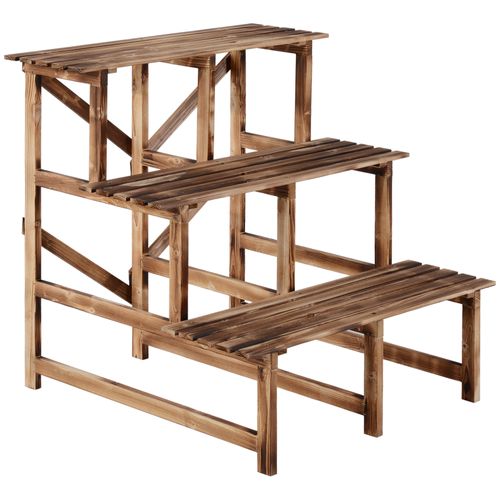 étagère à Plantes En Bois De Sapin 3 Niveaux 80 X 80 X 78 Cm Pour Jardin Balcon Terrasse