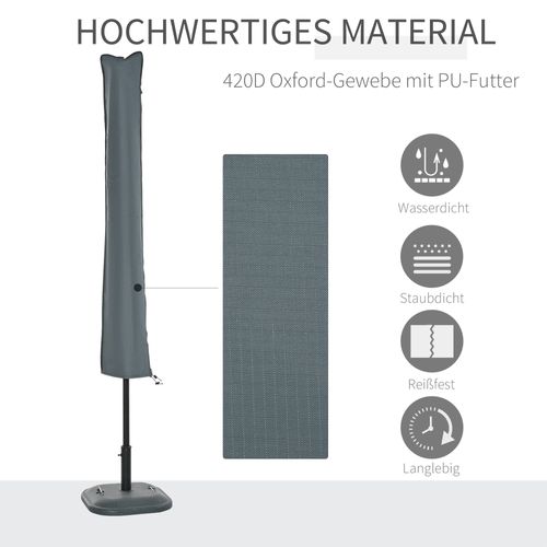 Housse Parasol Oxford Polyester 178×25/35 cm Avec Fermeture éclair Et Sangles ,gris
