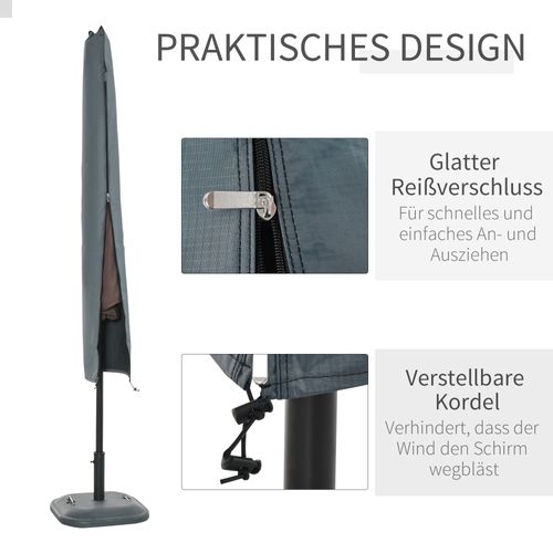 Housse Parasol Oxford Polyester 178×25/35 cm Avec Fermeture éclair Et Sangles ,gris