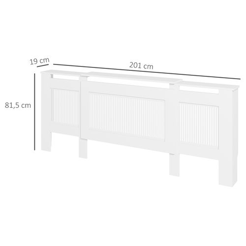 Coffrage De Radiateur En Mdf Extensible Avec étagère Et Lamelles, Blanc