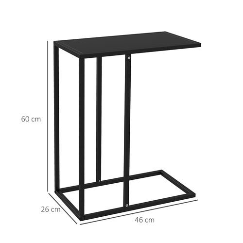 Table Noire En C, Cadre Acier, Table D’appoint/lit/bureau, Compacte Et Pratique
