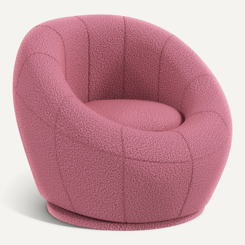 Fauteuil Lounge Pivotant En Peluche, Support Jusqu'à 120 Kg, Idéal Pour Le Salon, Rose