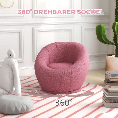Fauteuil Lounge Pivotant En Peluche, Support Jusqu'à 120 Kg, Idéal Pour Le Salon, Rose