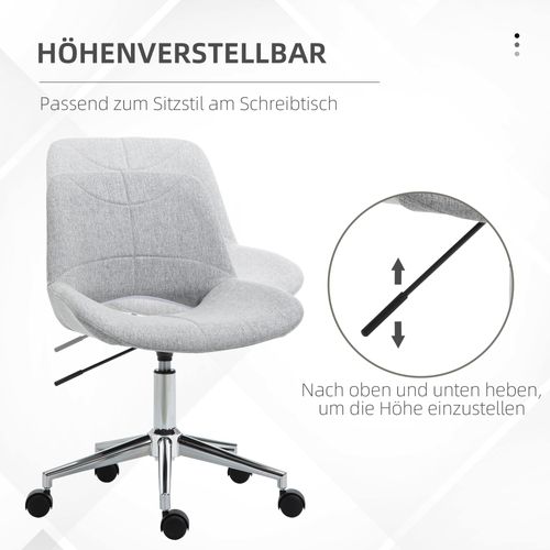 Chaise De Bureau Sans Accoudoirs, Pivotante Et Réglable, Stable, Gris Clair
