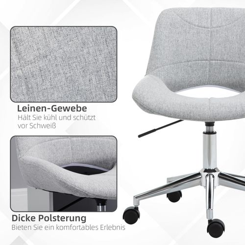Chaise De Bureau Sans Accoudoirs, Pivotante Et Réglable, Stable, Gris Clair