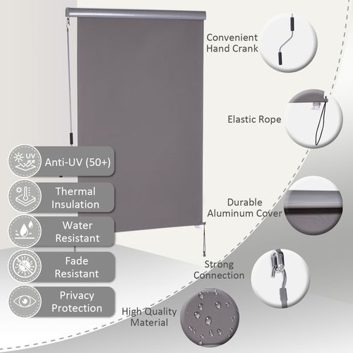 Store-brise Vertical En Polyester 120 X 200 Cm, Protection Contre Le Vent, Gris