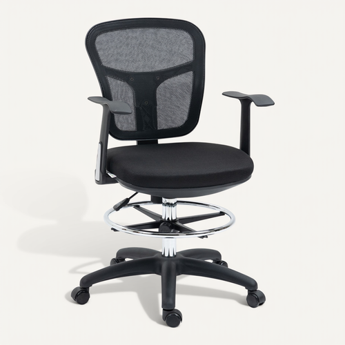 Chaise De Bureau En Maille, Avec Repose-pieds Et Accoudoirs, Ergonomique, Noire