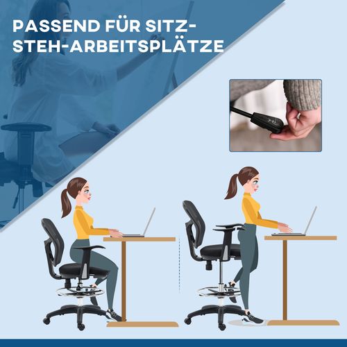 Chaise De Bureau En Maille, Avec Repose-pieds Et Accoudoirs, Ergonomique, Noire