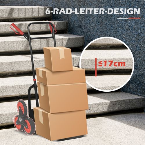 Diable Monte-escalier Acier Pliable 150 Kg Réglable 45x60x109 Cm, , Noir