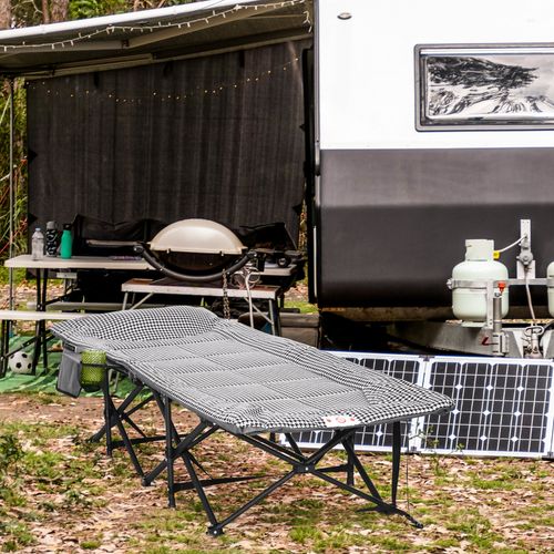 Lit De Camping En Métal Avec Sac Et Porte-gobelet Jusqu'à 120kg, Noir 60x190cm