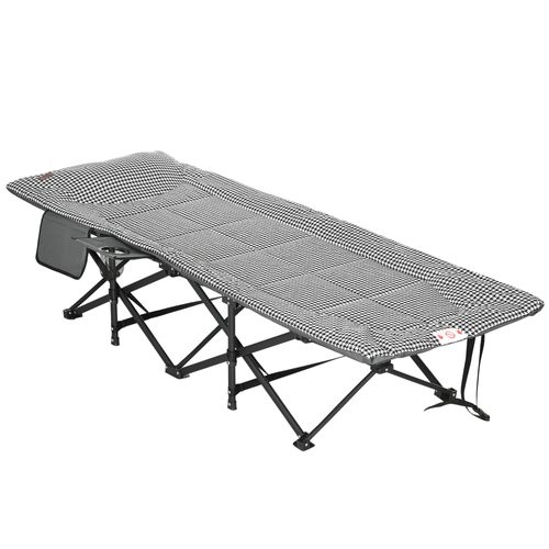 Lit De Camping En Métal Avec Sac Et Porte-gobelet Jusqu'à 120kg, Noir 60x190cm