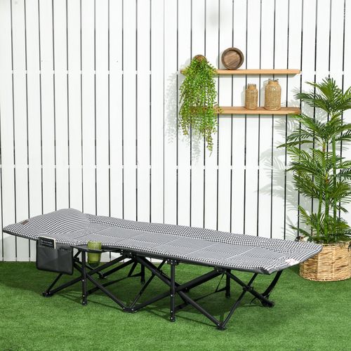 Lit De Camping En Métal Avec Sac Et Porte-gobelet Jusqu'à 120kg, Noir 60x190cm