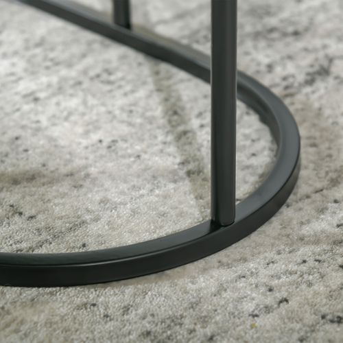 Tables Empilables 2 Pièces, Rondes/ovales, Mdf + Acier Noir, D.50×50,5 cm, Max 30 kg