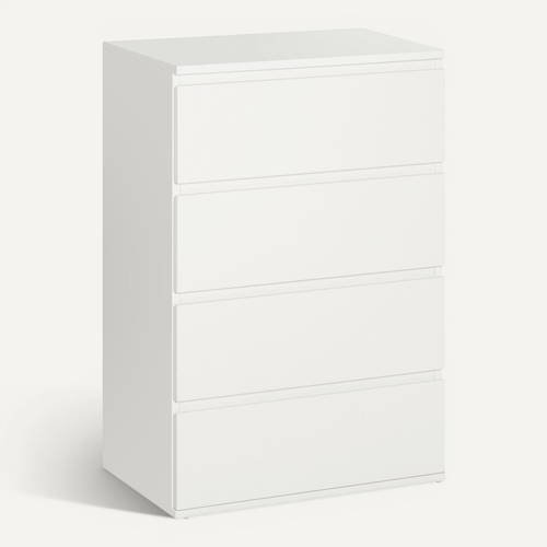 Commode En Bois Avec 4 Tiroirs, Meuble De Bureau Stable, Blanc, 55 X 33 X 80 Cm