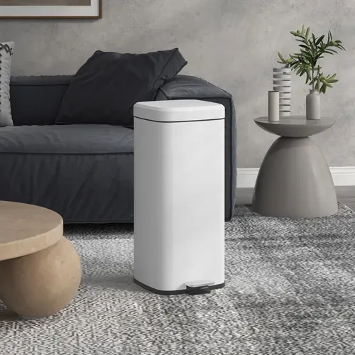 Poubelle 30l En Métal Avec Couvercle Et Pédale, Intérieur Amovible, Pour Salon Et Bureau