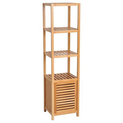 étagère De Salle De Bain Bambou 3 étagères Ouvertes Rangement Optimal 36x33x140cm
