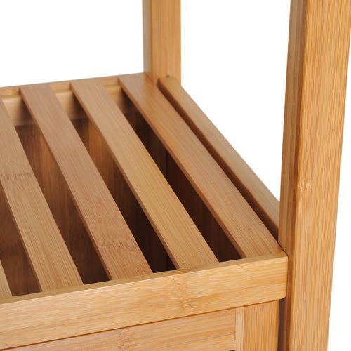 étagère De Salle De Bain Bambou 3 étagères Ouvertes Rangement Optimal 36x33x140cm