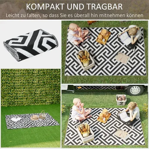 Tapis D'extérieur En Plastique 121x182cm Résistant à L'eau Réversible Pour Terrasse Et Jardin