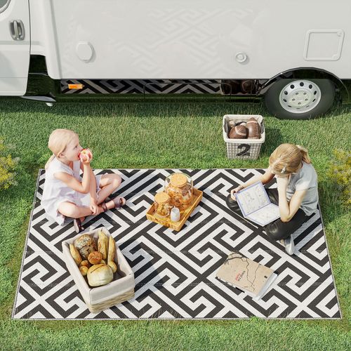 Tapis D'extérieur En Plastique 121x182cm Résistant à L'eau Réversible Pour Terrasse Et Jardin