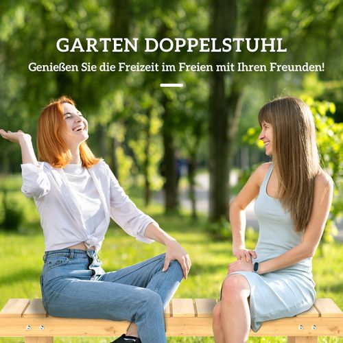 Banc De Jardin 2 Places En Bois Massif, Résistant à L'eau Et Durable, Naturel