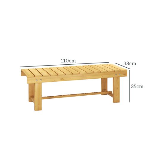 Banc De Jardin 2 Places En Bois Massif, Résistant à L'eau Et Durable, Naturel