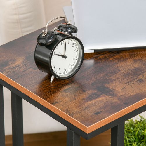 Table D'appoint C-forme Roulante, Chariot De Service En Bois Et Métal, Noir/walnut 51x36x65 Cm