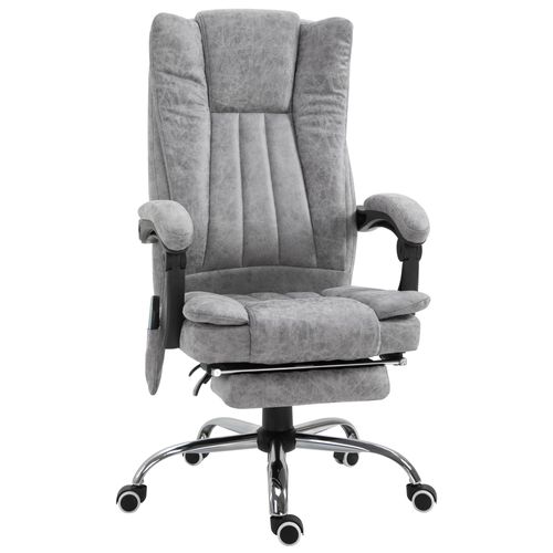 Chaise De Massage En Tissu 62x67x113-120 Cm Avec Chauffage Et Repose-pieds, Gris