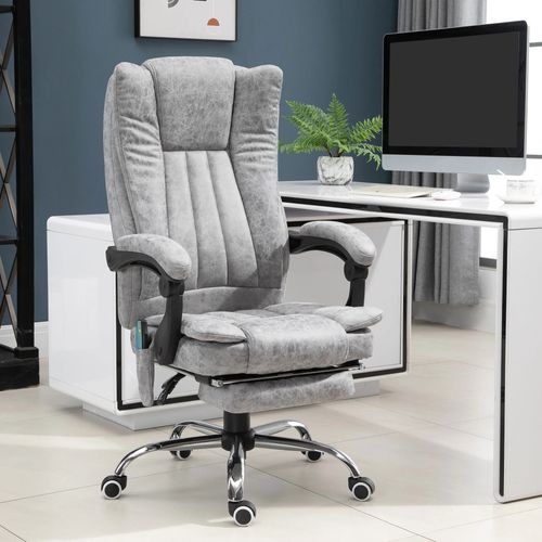 Chaise De Massage En Tissu 62x67x113-120 Cm Avec Chauffage Et Repose-pieds, Gris