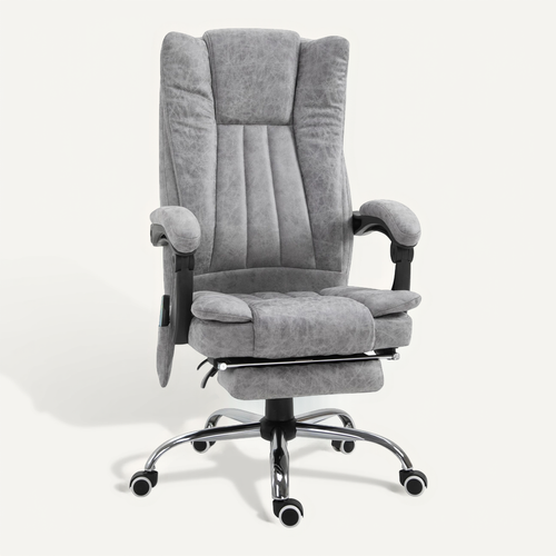 Chaise De Massage En Tissu 62x67x113-120 Cm Avec Chauffage Et Repose-pieds, Gris