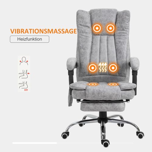 Chaise De Massage En Tissu 62x67x113-120 Cm Avec Chauffage Et Repose-pieds, Gris