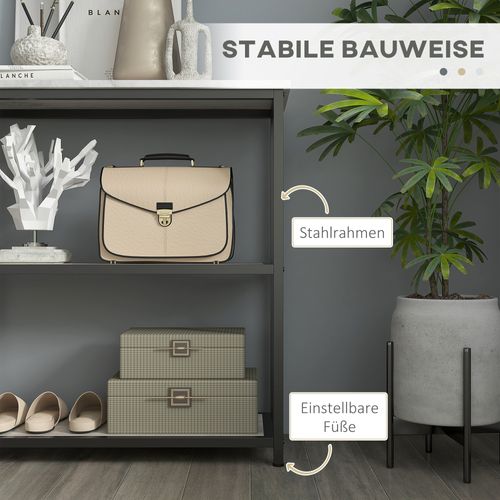 Table Console En Métal Avec 2 Niveaux Protection Basculante, Blanc 100 X 30 X 80 Cm