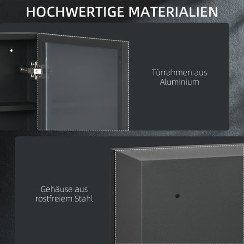 Armoire Miroir 3 Niveaux, Armoire Murale Pour Salle De Bain Et Chambre 40x12x60 Cm, Noir
