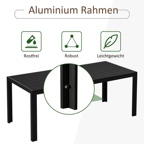 Table De Jardin 120x70 Cm En Aluminium Et Polywood Pour Terrasse Moderne，noir